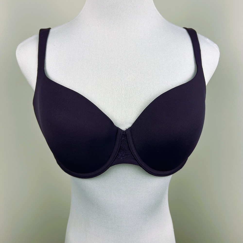 La Senza T-Shirt Bra 36C Underwire Molded Lace Plum Stretch